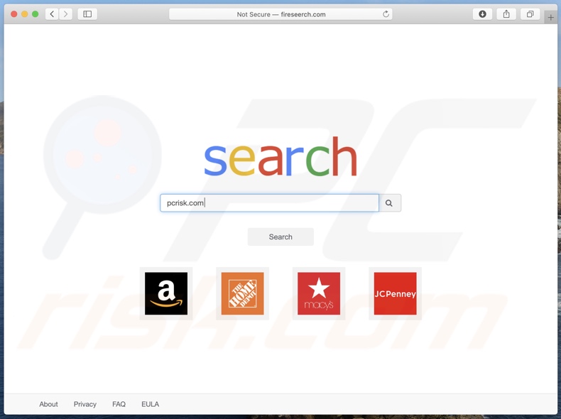 dirottatore del browser fireseerch.com su un computer Mac