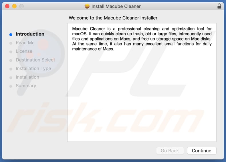 Il programma di installazione di Macube Cleaner