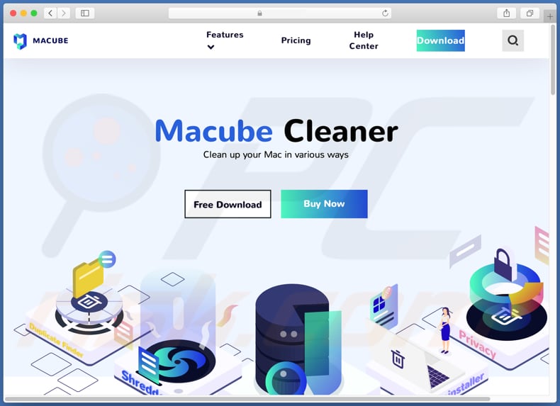 Sito web che promuove l'applicazione Macube Cleaner