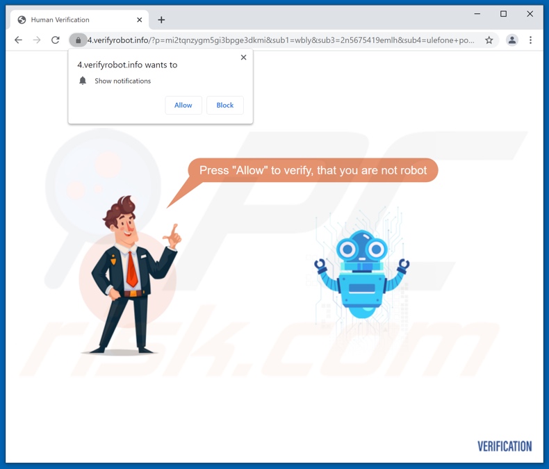 Reindirizzamenti popup del sito verificarerobot