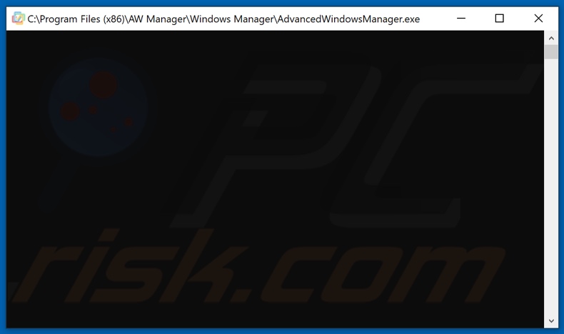 AdvancedWindowsManager che mostra una finestra cmd vuota all'apertura