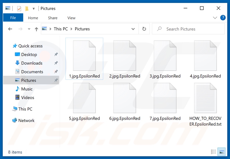 File crittografati dal ransomware EpsilonRed (estensione .EpsilonRed)