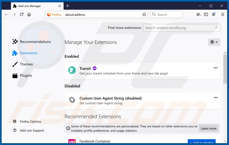 Rimozione delle estensioni di Mozilla Firefox relative a freesearchconverters.com