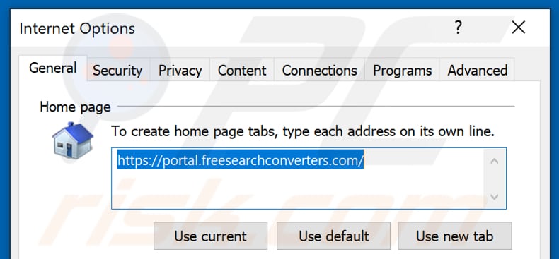 Rimozione di freesearchconverters.com dalla home page di Internet Explorer