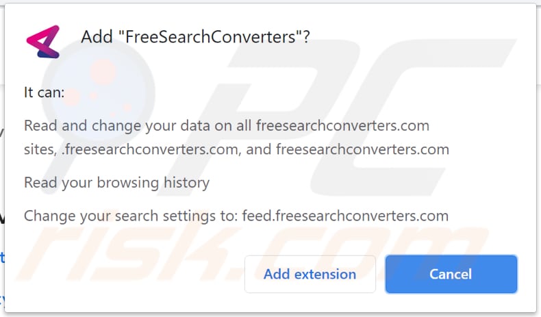 notifica del browser hijacker di freesearchconverters