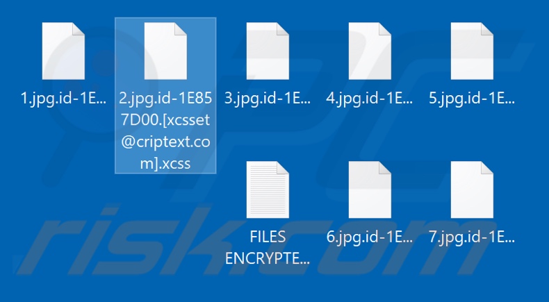Screenshot dei file crittografati dal ransomware Xcss (estensione 