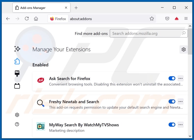 Rimozione di estensioni non autorizzate da Mozilla Firefox step 2