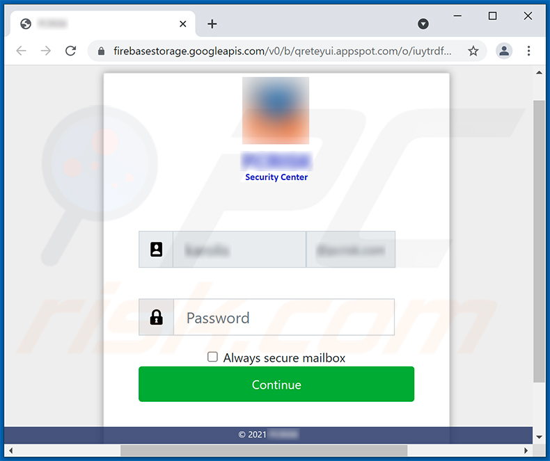 Screenshot del sito di phishing promosso (2021-07-23)