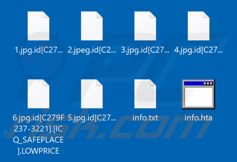 Screenshot dei file criptati da LOWPRICE ransomware