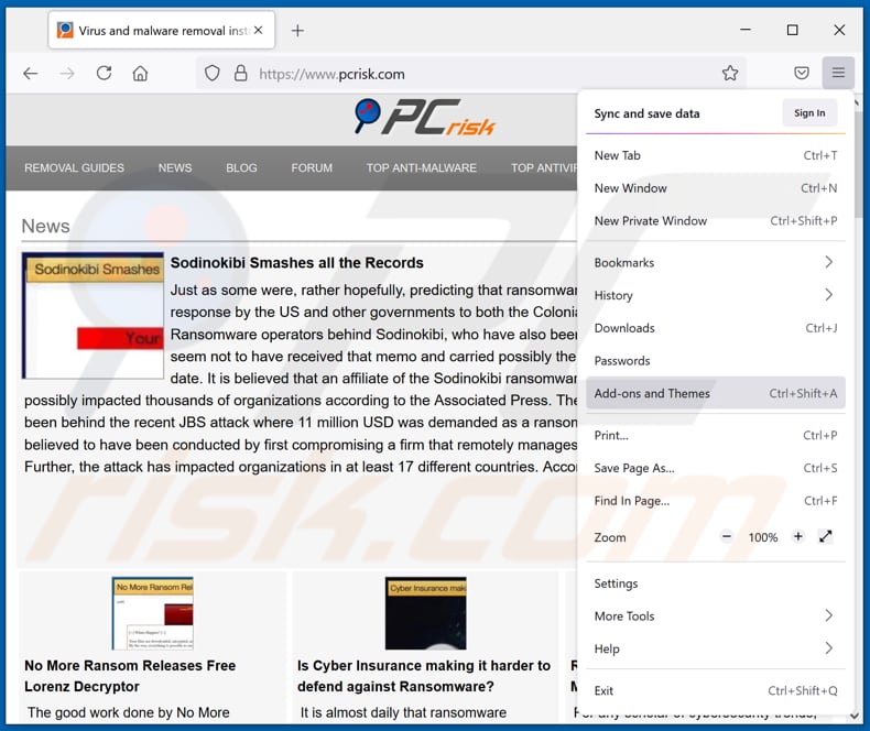 Rimozione di myactualblog[.]com ads da Mozilla Firefox step 1