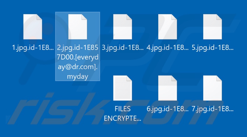 Screenshot dei file criptati da Myday ransomware