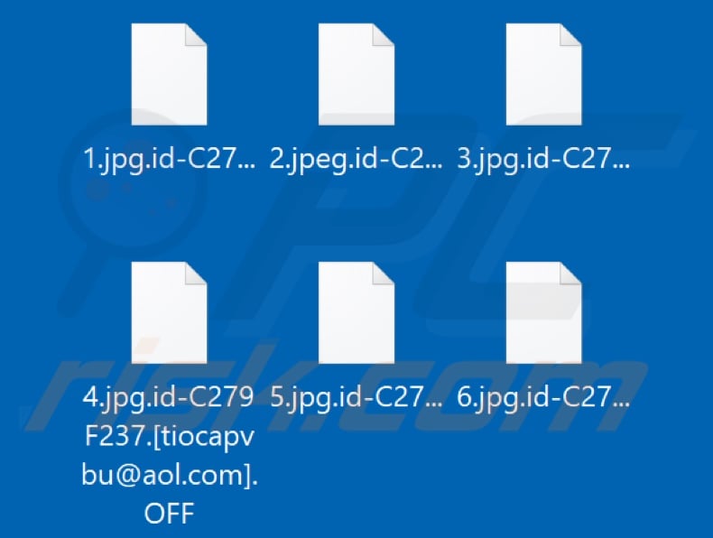 Screenshot dei file crittografati da OFF ransomware
