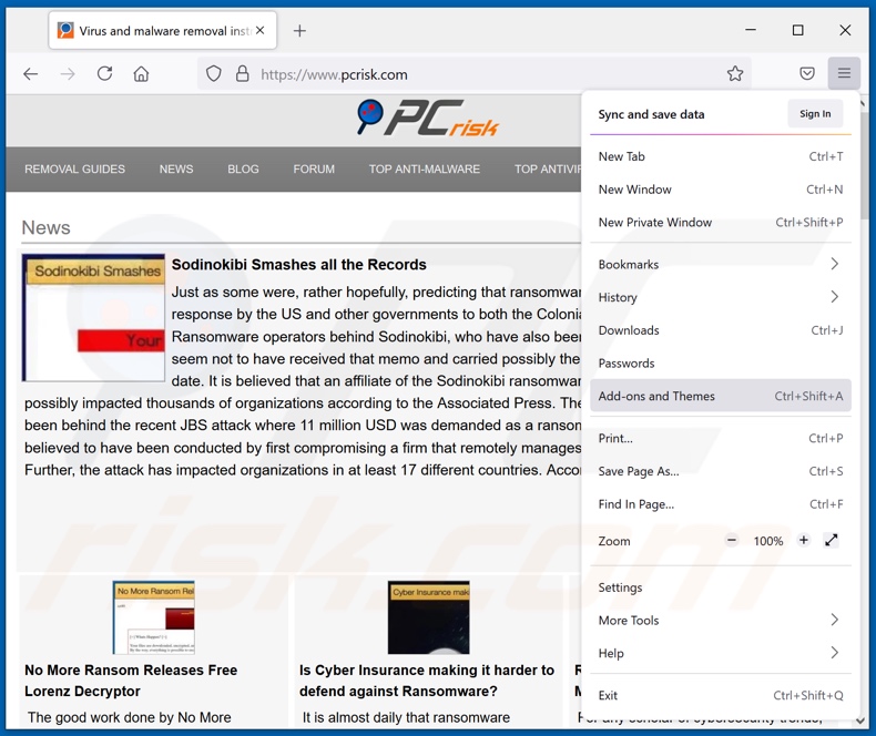 Rimozione degli annunci InstaQuick da Mozilla Firefox step 1