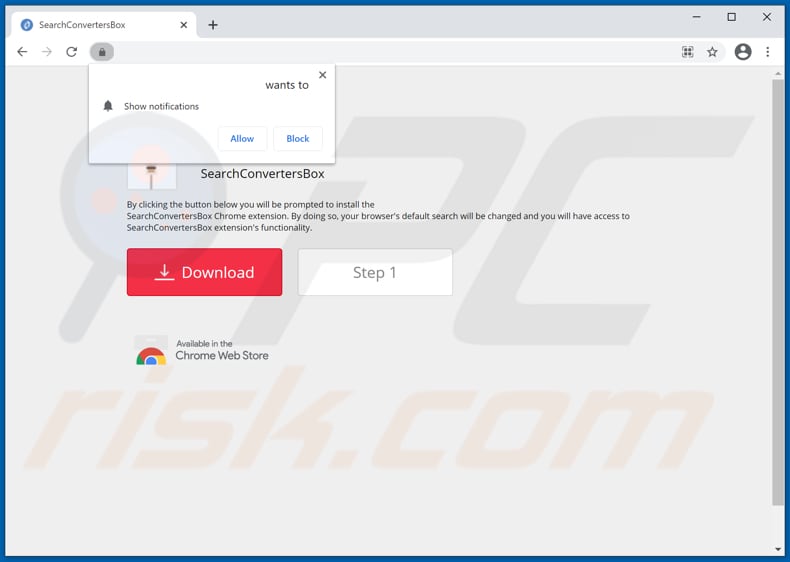 Sito che promuove SearchConvertersBox browser hijacker