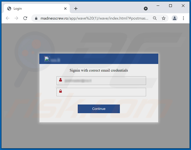 Screenshot del sito di phishing promosso (madnesscrew[.]ro)