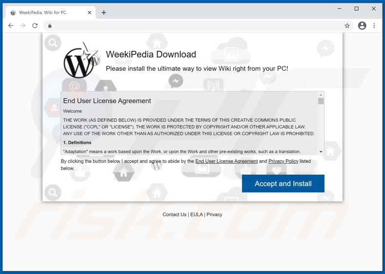 Sito web utilizzato per promuovere l'adware WeekiPedia