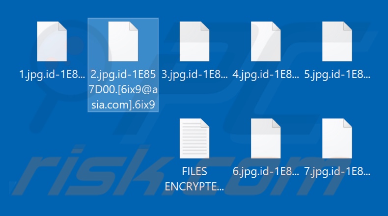 Screenshot dei file crittografati dal ransomware 6ix9 (estensione 