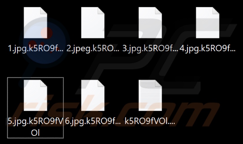 Screenshot dei file crittografati dal ransomware BlackMatter (estensione costituita da una stringa di caratteri casuale