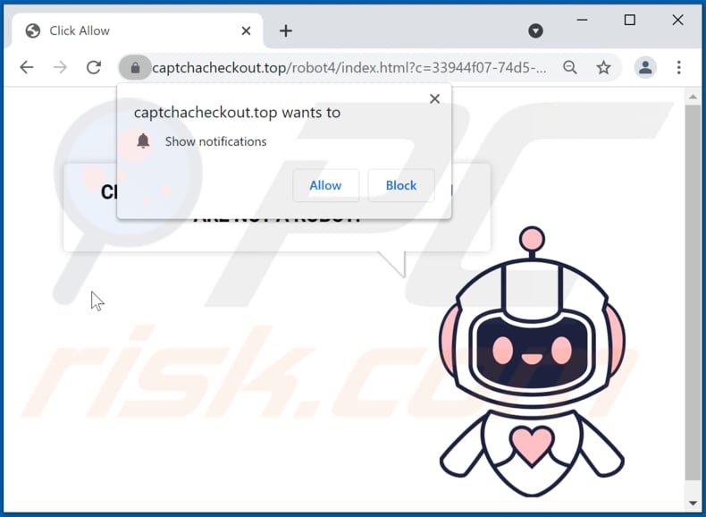 captchacheckout[.]top reindirizzamenti pop-up