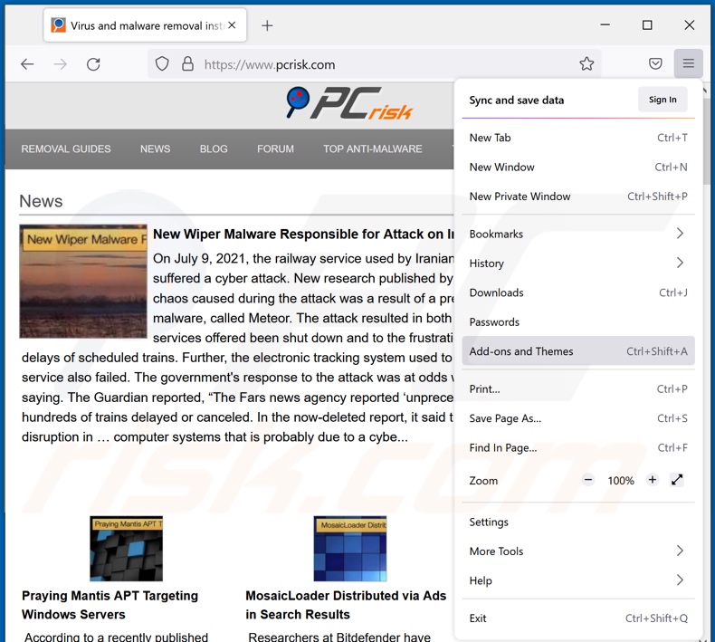 Rimozione degli annunci di Company Finder da Mozilla Firefox step 1