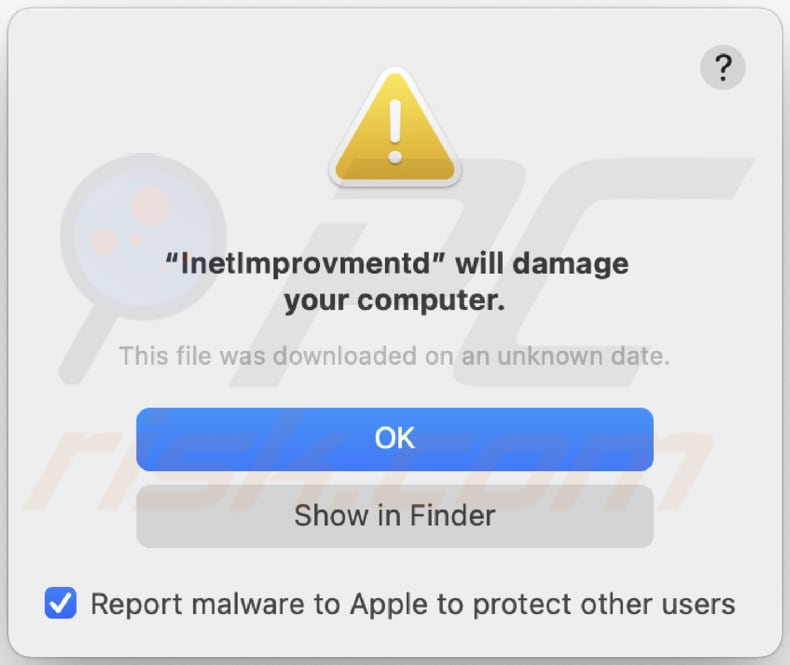 inetimprovment pop-up adware visualizzato durante l'installazione di inetimprovment