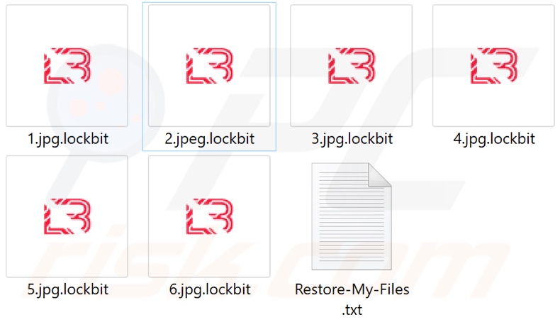 Screenshot dei file crittografati dal ransomware LockBit 2.0 (estensione 