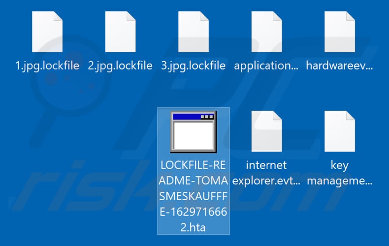 Screenshot dei file crittografati da LockFile estensione 