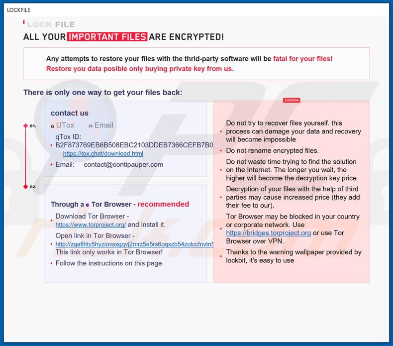 Istruzioni per la decrittografia di LockFile (file HTA)