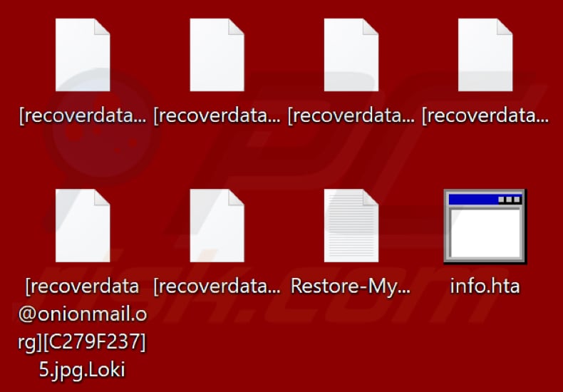 Screenshot dei file crittografati da Loki Locker