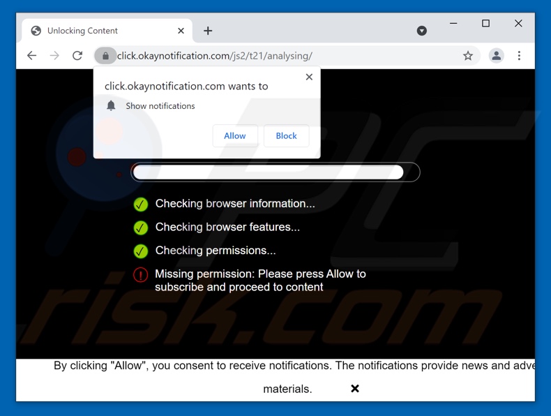 okaynotification[.]com pop-up reindirizzamenti