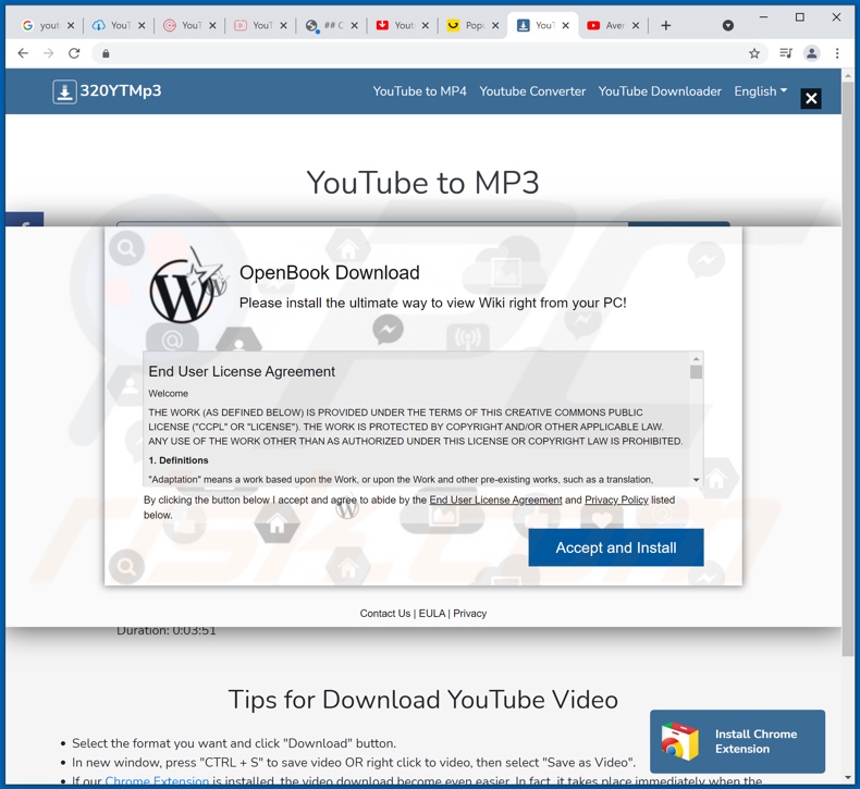 Sito Web di promozione dell'adware OpenBook