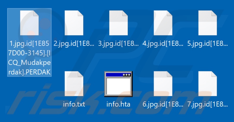 Screenshot dei file crittografati dal ransomware PERDAK (estensione 