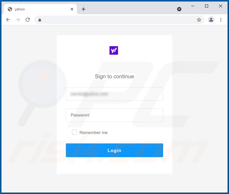 Screenshot del sito Web di phishing promosso tramite la campagna spam 