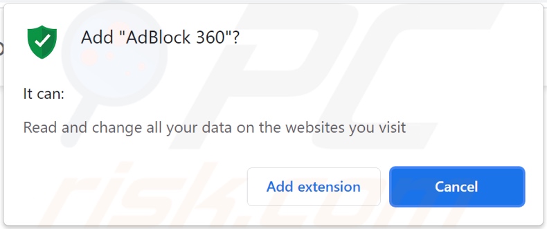 AdBlock 360 adware che richiede autorizzazioni relative ai dati