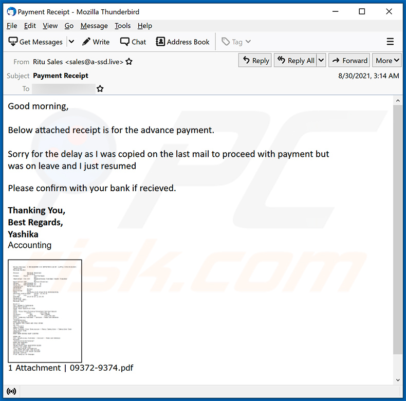 Bank Payment Copy spam email (2021-09-02)