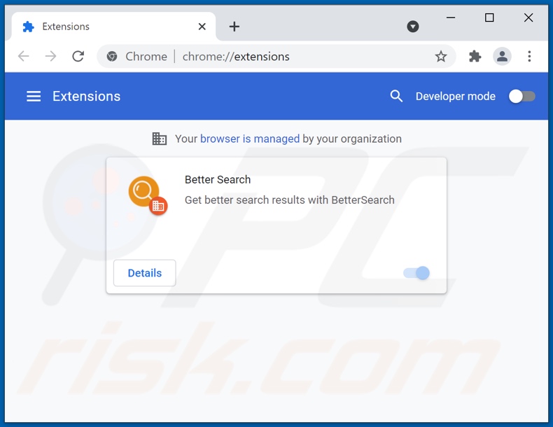 Rimozione delle estensioni di Google Chrome correlate a bettersearchtr.com