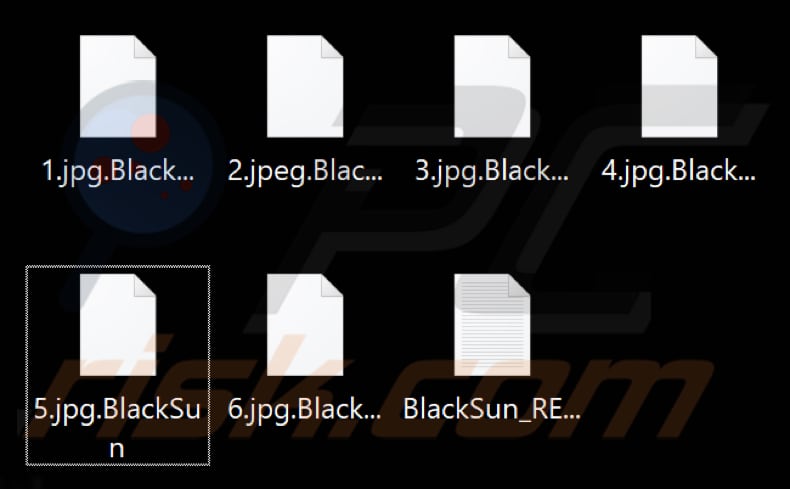 File crittografati dal ransomware BlackSun (estensione .BlackSun)