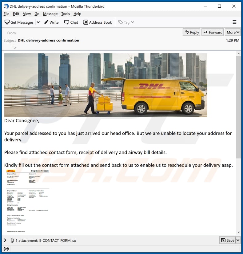 email di malware blustealer utilizzata per fornire malware blustealer 2