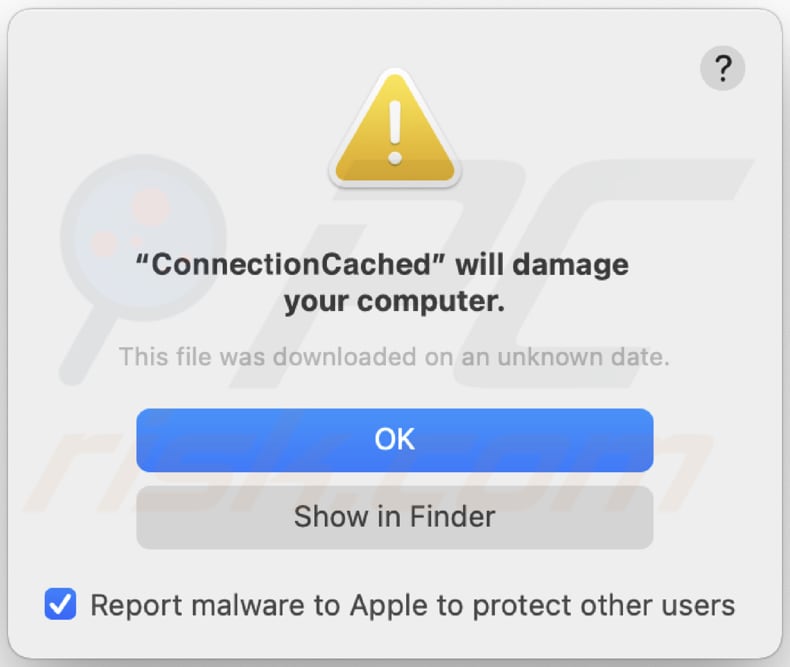 pop-up adware connectioncache visualizzato durante l'installazione dell'adware connectioncache