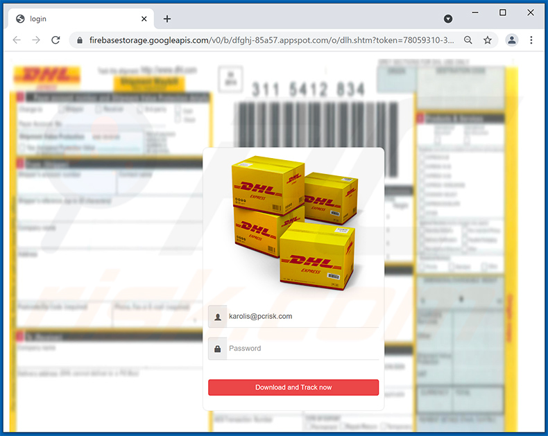 Sito di phishing promosso tramite e-mail di spam a tema DHL Express (2021-09-10)