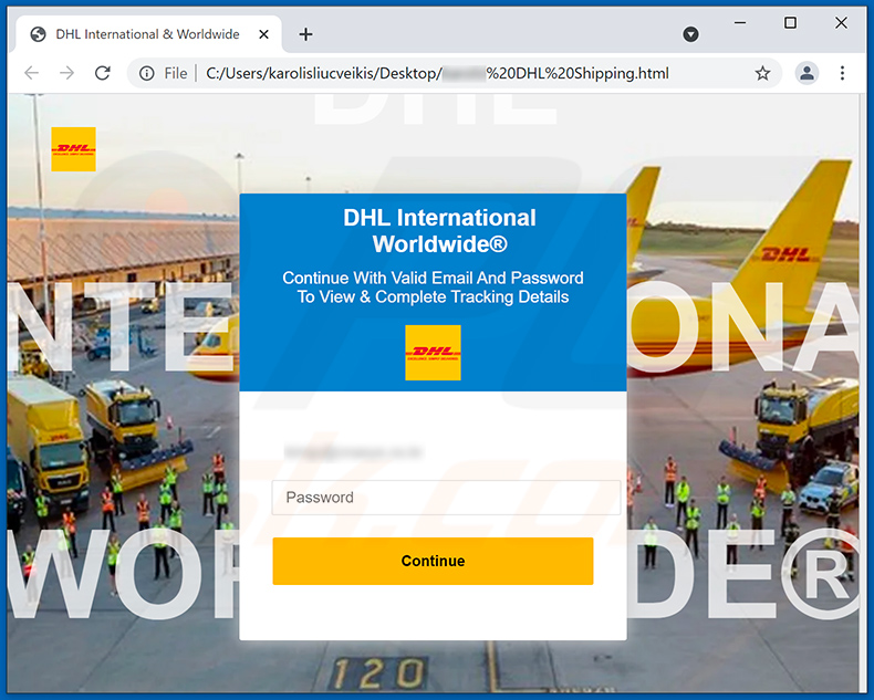 Screenshot del file HTML allegato DHL shipment  (2021-09-17)