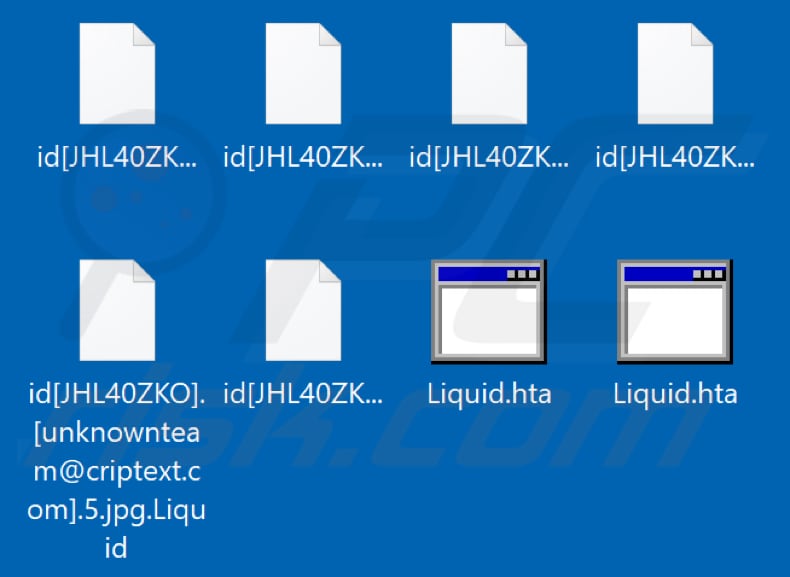 Screenshot dei file crittografati da Liquid (estensione 