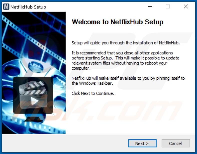 Programma di installazione dell'adware NetflixHub