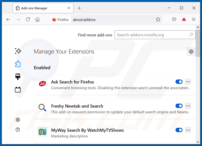 Rimozione delle estensioni di Mozilla Firefox relative a search1.me