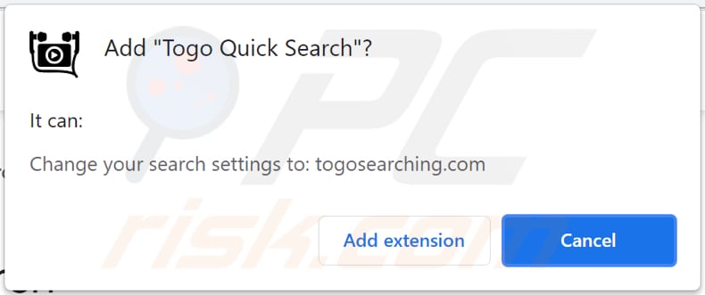 Notifica da un browser web su Togo Quick Search