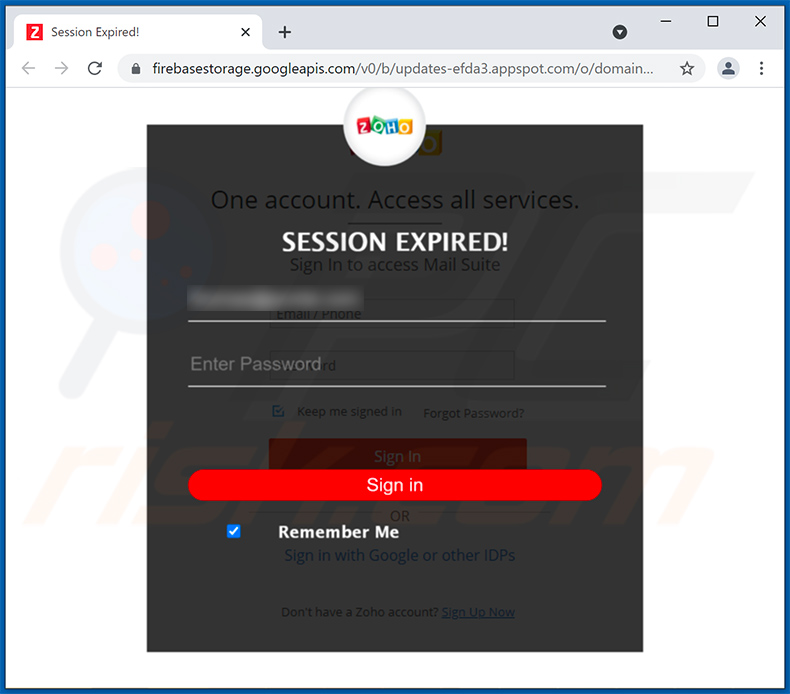 Screenshot del sito web di phishing promosso (2021-09-01)