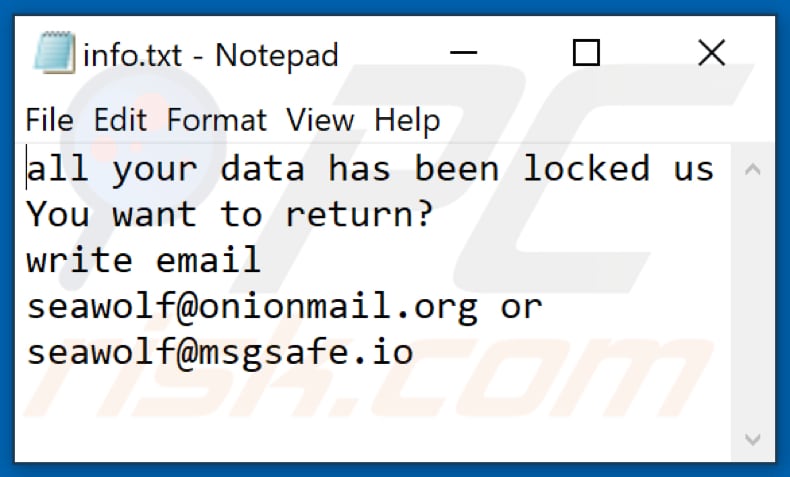 File di testo ransomware WOLF (info.txt)