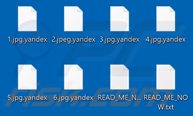 File crittografati dal ransomware Yandex (estensione .yandex)
