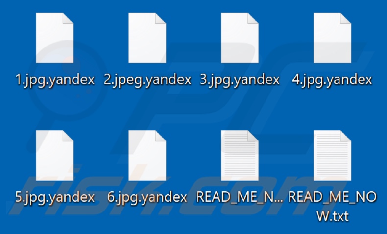 File crittografati dal ransomware Yandex (estensione .yandex)