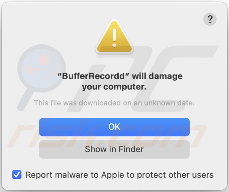 pop-up adware bufferrecord che appare quando è presente bufferrecord